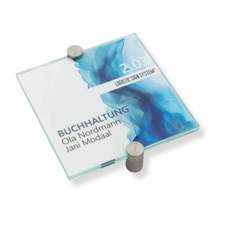 Türschild VITRUM K , Glasschild, Büroschild, Doppelglasschild